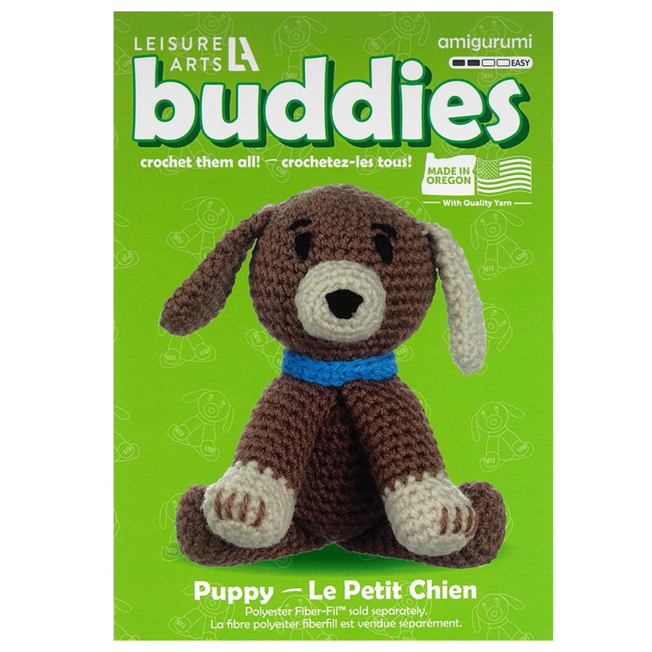 Leisure Arts Crochet Buddies Puppy Kit – Beginner Friendly Crochet Kit For Adults With Yarn, Hook, Needle & Instructions – Make Your Own 6.25” Amigurumi Puppy